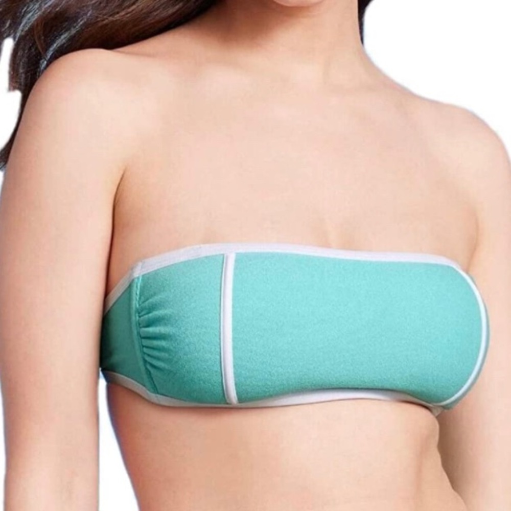 NEW Kona Sol Women's Terry Textured Solid Bandeau with Binding Bikini